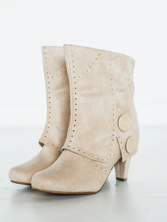 Not Rated Shoes - Not Rated Women's Light Beige Button Accent Ankle Boots